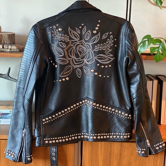 Studded 100 % Leather Jacket Free People - Picture 4 of 9